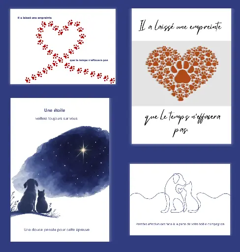 Cartes de condoléances (les 4 sortes) 50 pièces + 10 GRATUITES